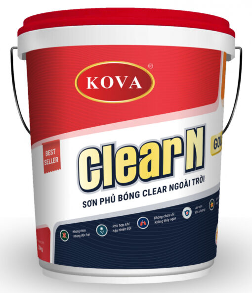 Sơn Kova phủ bóng Clear trong suốt ngoài trời CLEAR N -GOLD – thùng 20kg
